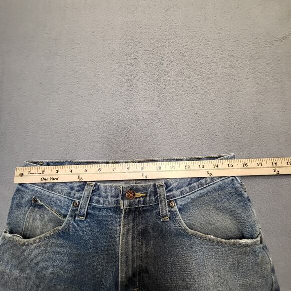 Wrangler Jeans Mens 30x31 Blue Straight Leg Distressed Denim Thrashed - Picture 9 of 12